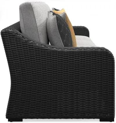 Beachcroft - Black / Light Gray - 2-Piece Outdoor Loveseat With Cushion