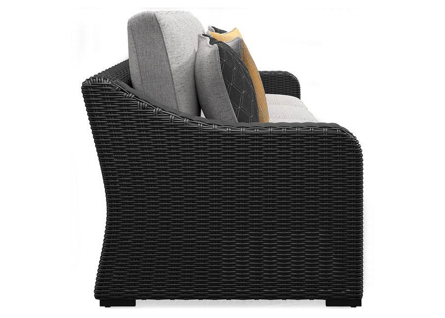 Beachcroft - Black / Light Gray - 2-Piece Outdoor Loveseat With Cushion