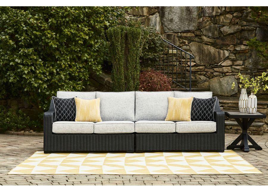 Beachcroft - Black / Light Gray - 2-Piece Outdoor Loveseat With Cushion