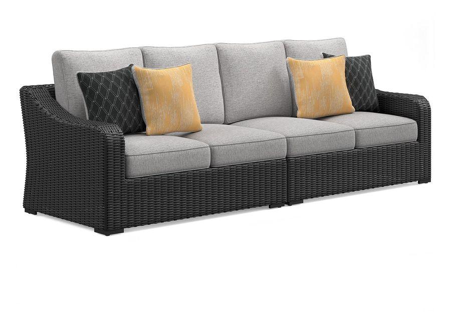 Beachcroft - Black / Light Gray - 2-Piece Outdoor Loveseat With Cushion