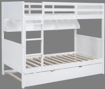 Twin-over-Twin Bunk Bed with Trundle and Bookshelf