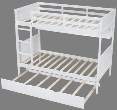 Twin-over-Twin Bunk Bed with Trundle and Bookshelf