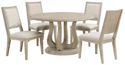 Trofello - 5 Piece Round Dining Table Set - White Washed