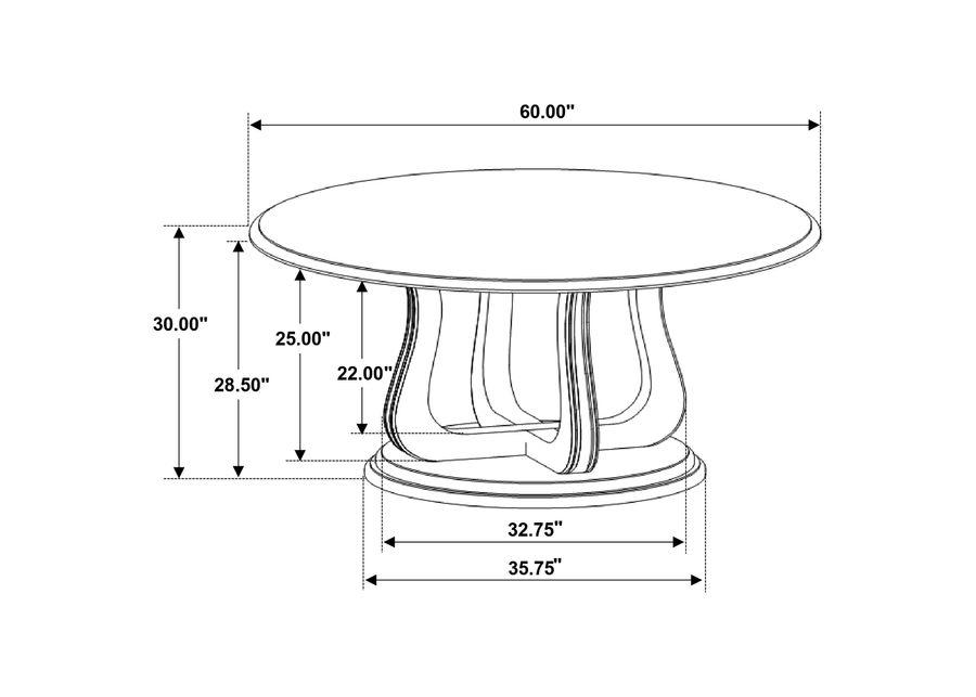 Trofello - Round Dining Table With Curved Pedestal Base - White Washed