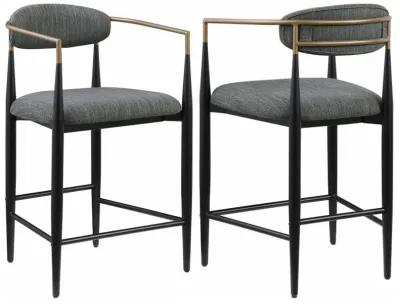 Tina - Metal Counter Height Bar Stool With Upholstered Back And Seat (Set of 2)