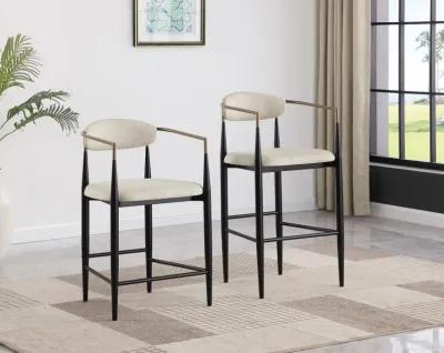 Tina - Metal Counter Height Bar Stool With Upholstered Back And Seat (Set of 2)