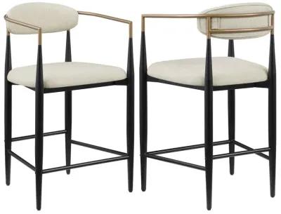 Tina - Metal Counter Height Bar Stool With Upholstered Back And Seat (Set of 2)