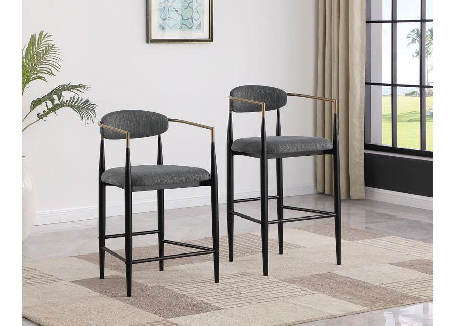 Tina - Metal Counter Height Bar Stool With Upholstered Back And Seat (Set of 2)