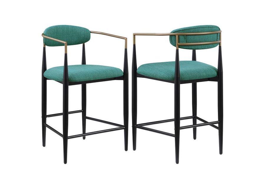 Tina - Metal Counter Height Bar Stool With Upholstered Back And Seat (Set of 2)