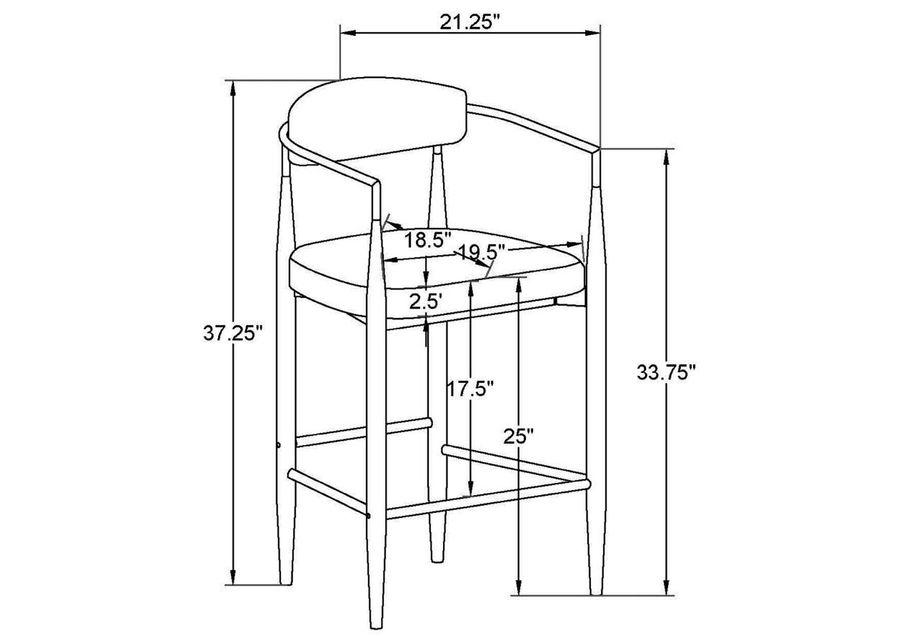 Tina - Metal Counter Height Bar Stool With Upholstered Back And Seat (Set of 2)