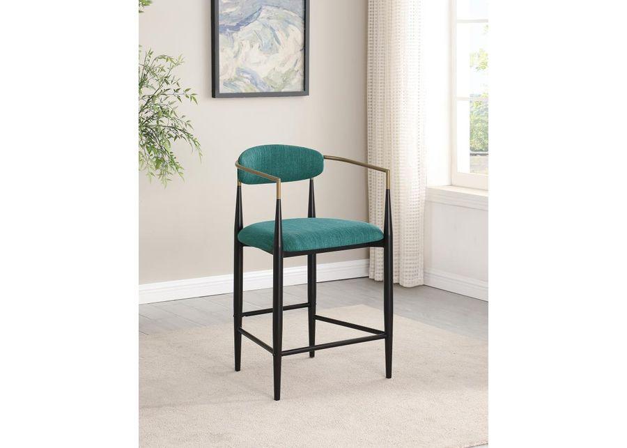 Tina - Metal Counter Height Bar Stool With Upholstered Back And Seat (Set of 2)