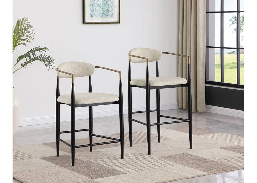 Tina - Metal Counter Height Bar Stool With Upholstered Back And Seat (Set of 2)