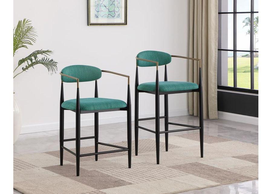 Tina - Metal Counter Height Bar Stool With Upholstered Back And Seat (Set of 2)