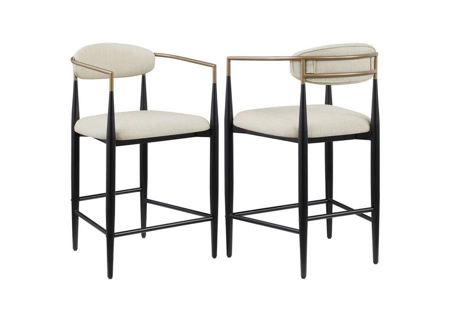 Tina - Metal Counter Height Bar Stool With Upholstered Back And Seat (Set of 2)