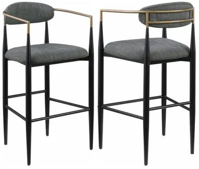 Tina - Metal Pub Height Bar Stool With Upholstered Back And Seat (Set of 2)