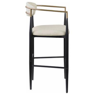 Tina - Metal Pub Height Bar Stool With Upholstered Back And Seat (Set of 2)