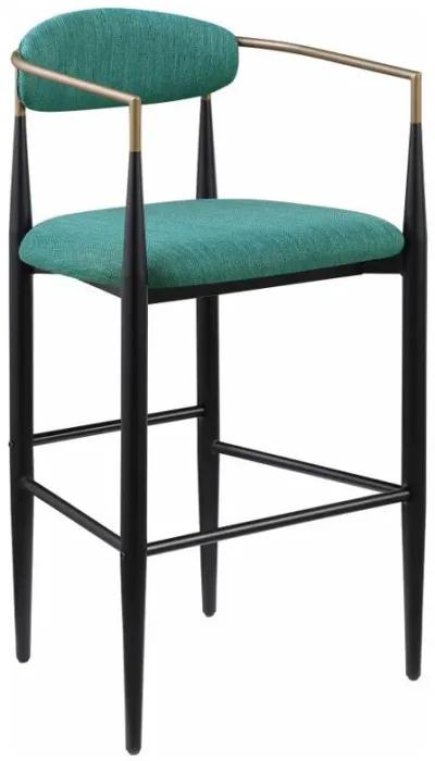 Tina - Metal Pub Height Bar Stool With Upholstered Back And Seat (Set of 2)