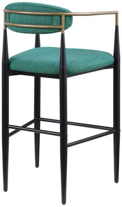 Tina - Metal Pub Height Bar Stool With Upholstered Back And Seat (Set of 2)