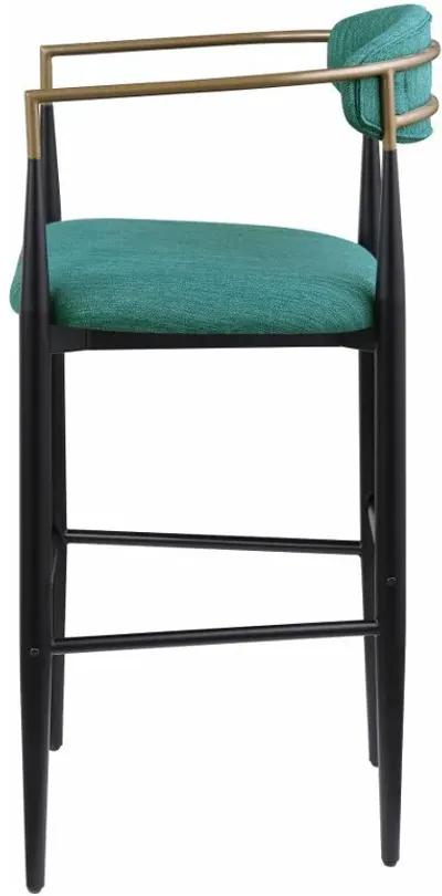 Tina - Metal Pub Height Bar Stool With Upholstered Back And Seat (Set of 2)