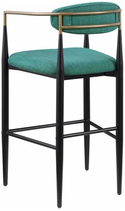 Tina - Metal Pub Height Bar Stool With Upholstered Back And Seat (Set of 2)