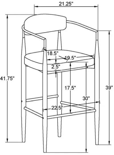 Tina - Metal Pub Height Bar Stool With Upholstered Back And Seat (Set of 2)