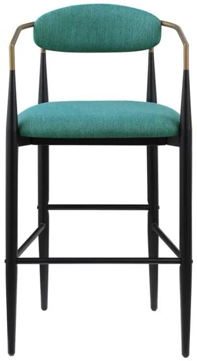 Tina - Metal Pub Height Bar Stool With Upholstered Back And Seat (Set of 2)