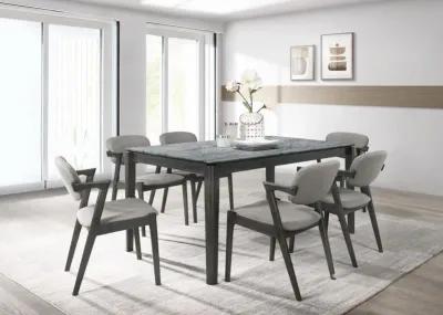 Stevie - 7 Piece Rectangular Dining Table Set - Gray And Black