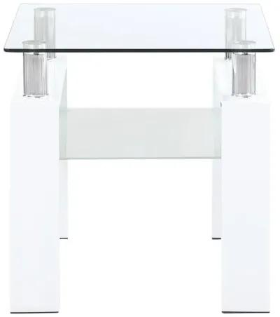 Dyer - 1-Shelf Square Glass Top Side End Table - White