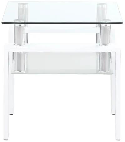 Dyer - 1-Shelf Square Glass Top Side End Table - White