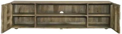 Keese - 2 Door TV Stand With Storage Shelves - Mango Brown