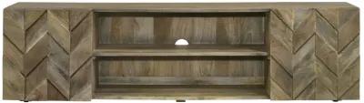 Keese - 2 Door TV Stand With Storage Shelves - Mango Brown