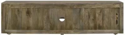 Keese - 2 Door TV Stand With Storage Shelves - Mango Brown