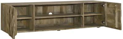 Keese - 2 Door TV Stand With Storage Shelves - Mango Brown