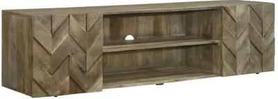 Keese - 2 Door TV Stand With Storage Shelves - Mango Brown