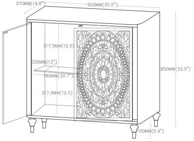 Cardella - 2 Door Mandala Accent Cabinet - Distressed White