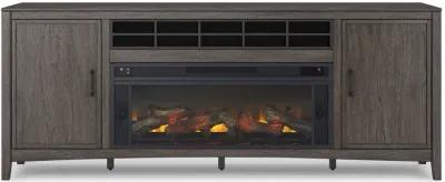 Montillan - Grayish Brown - 84" TV Stand With Electric Fireplace