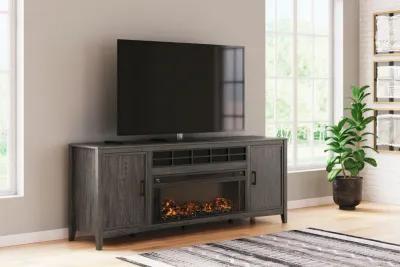 Montillan - Grayish Brown - 84" TV Stand With Electric Fireplace