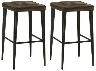 Alvaro - Leather Upholstered Backless Bar Stool (Set of 2)