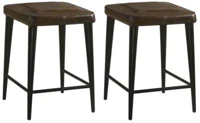 Alvaro - Leather Upholstered Backless Bar Stool (Set of 2)