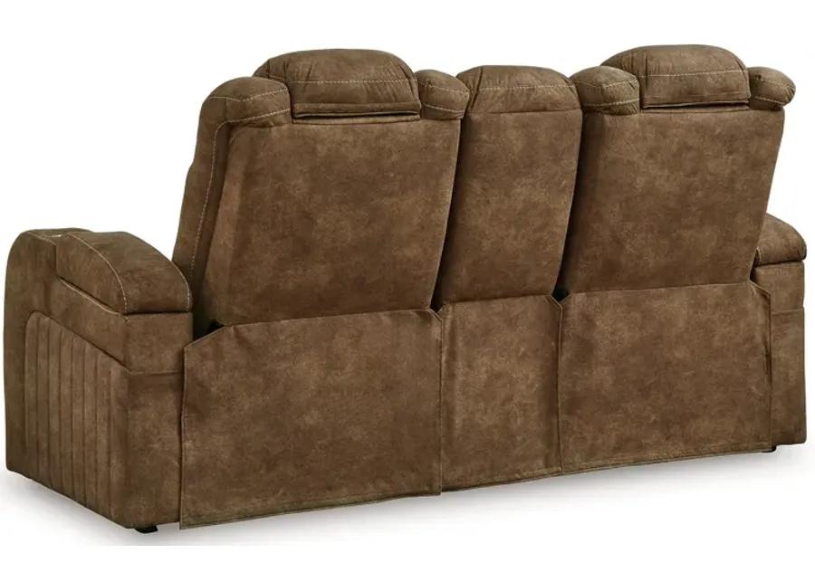 Wolfridge - Brindle - Power Reclining Loveseat With Console /Adj Hdrst