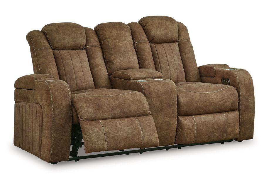 Wolfridge - Brindle - Power Reclining Loveseat With Console /Adj Hdrst