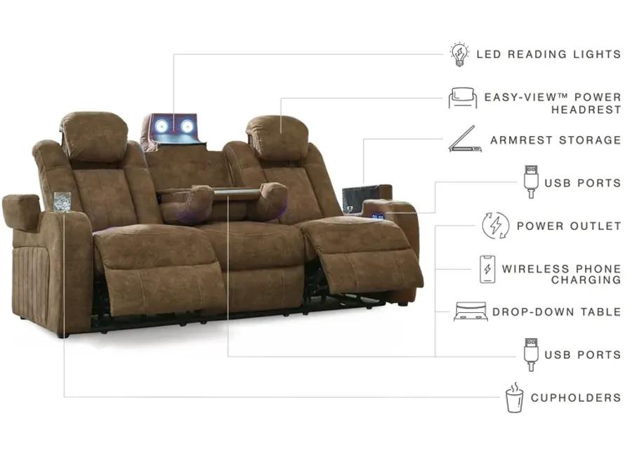 Wolfridge - Brindle - Power Reclining Loveseat With Console /Adj Hdrst