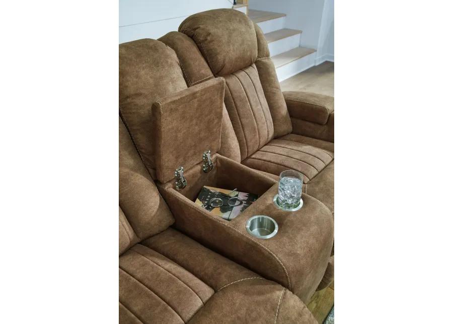 Wolfridge - Brindle - Power Reclining Loveseat With Console /Adj Hdrst