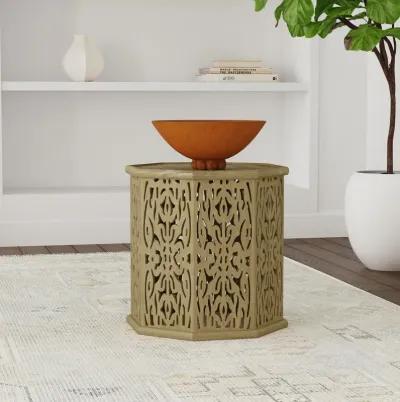 Torres - Octagonal Solid Mango Wood Side Table - Natural Brown