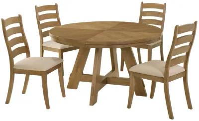 Danvers - 5 Piece Dining Table Set - Brown Oak And Beige