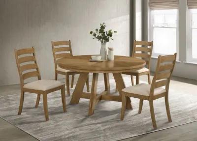 Danvers - 5 Piece Dining Table Set - Brown Oak And Beige