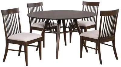 Everton - 5 Piece Round Dining Table Set - Dark Walnut