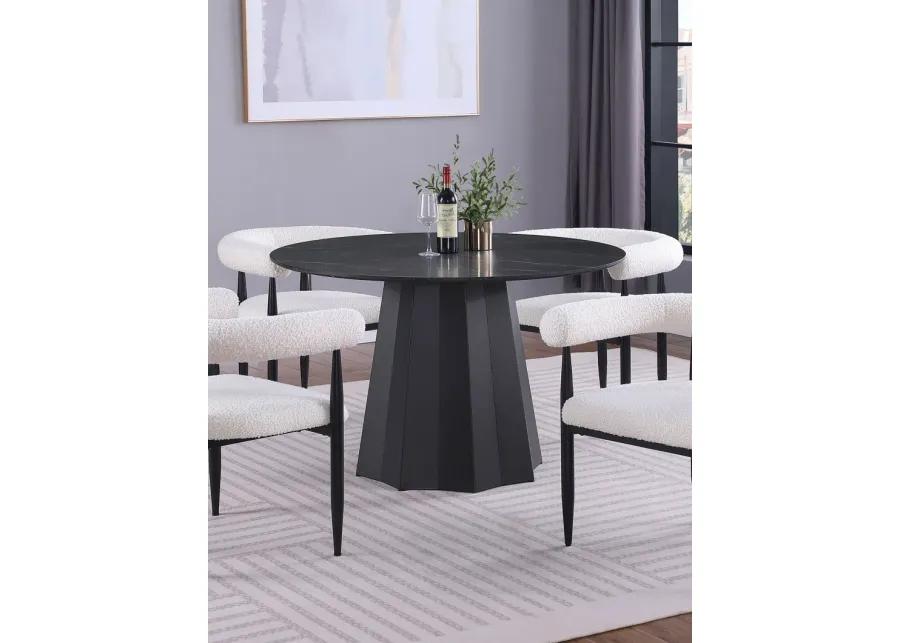 Camden - Round 48" Faux Marble Top Dining Table - Black