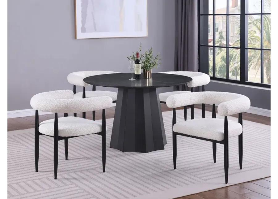 Camden - Round 48" Faux Marble Top Dining Table - Black