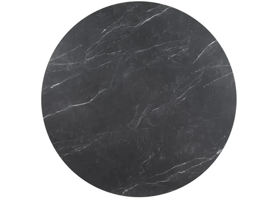 Camden - Round 48" Faux Marble Top Dining Table - Black